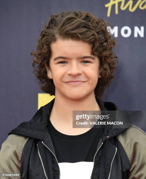 Actor Gaten Matarazzo attends the 2018 MTV Movie & TV awards, at the Barker Hangar in Santa Monica on June 16, 2018. - This year's show is not live....