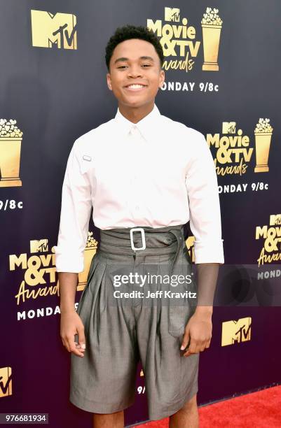 Actor Chosen Jacobs attends the 2018 MTV Movie And TV Awards at Barker Hangar on June 16, 2018 in Santa Monica, California.