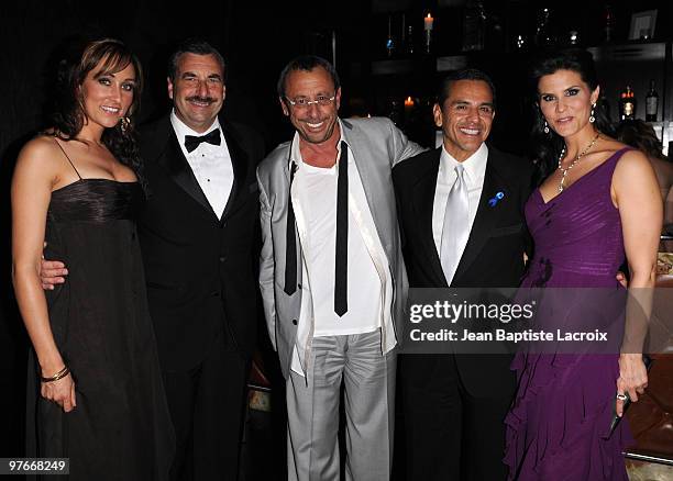 Charles Beck, Mayor Antonio Villaraigosa and Lu Parker attend the E! Oscar viewing and after party at Drai's Hollywood on March 7, 2010 in Hollywood,...