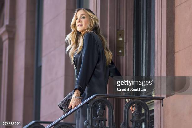 Sarah Jessica Parker is seen during a photoshoot for Intimissimi in the West Village on June 16, 2018 in New York City.