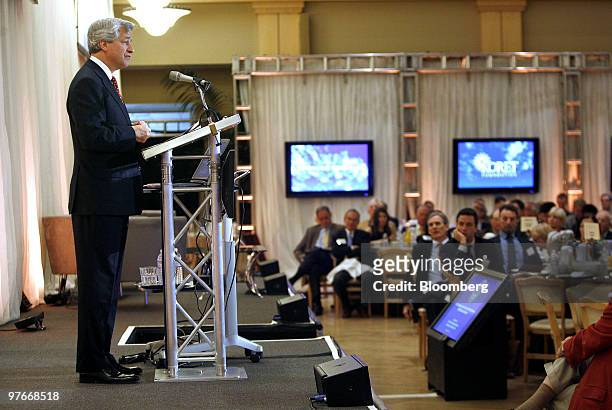 Jamie Dimon, chairman, president and chief executive officer of JPMorgan Chase & Co., speaks at the Stanford Institute for Economic Policy Research...