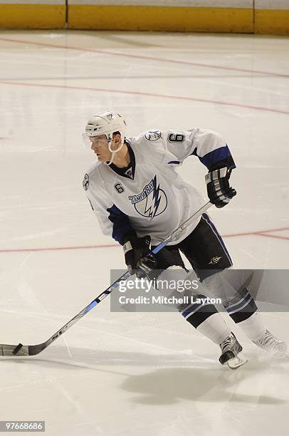 Kurtis Foster of the Tampa Bay Lightning looks on during a NHL hockey game against the Washington Capitals on March 4, 2010 at the Verizon Center in...