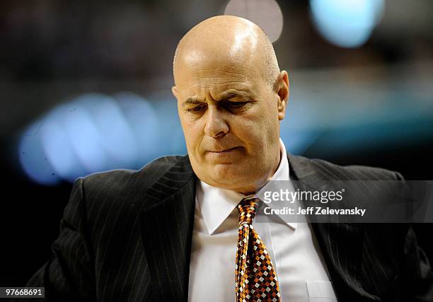 Seth Greenberg, head coach of the Virginia Tech Hokies walks the sidelines against the University of Miami Hurricanes in their quarterfinal game in...