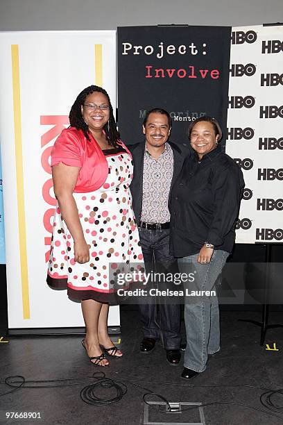 Producer Morgan Stiff, Project:Involve manager Francisco Velasquez and director / writer Tina Mabry attend the Film Independent screening of...