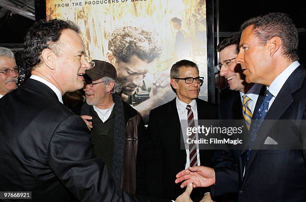 Executive producers Tom Hanks, Steven Spielberg, HBO President Prog. & West Coast Ops Michael Lombardo and HBO Co-President Richard Plepler arrive at...