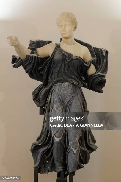 Polychrome statue of Matidia Minor, black and white marble, Roman civilization, 2nd century.