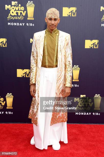 Keiynan Lonsdale attends the 2018 MTV Movie And TV Awards at Barker Hangar on June 16, 2018 in Santa Monica, California.