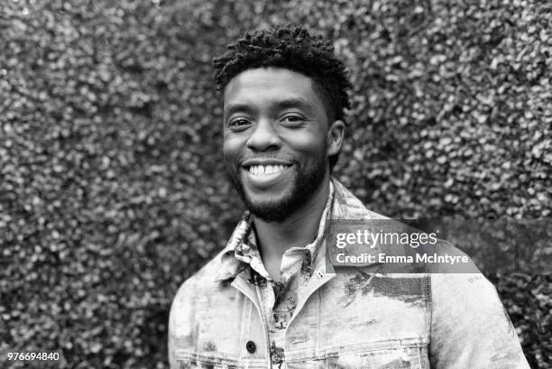 Actor Chadwick Boseman attends the 2018 MTV Movie And TV Awards at Barker Hangar on June 16, 2018 in Santa Monica, California.