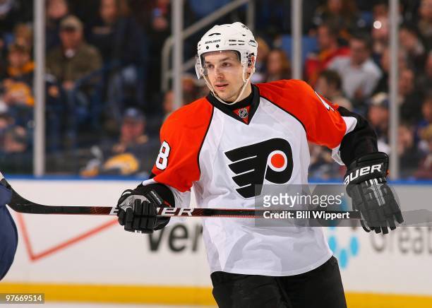 Danny Briere of the Philadelphia Flyers skates against the Buffalo Sabres on March 5, 2010 at HSBC Arena in Buffalo, New York.