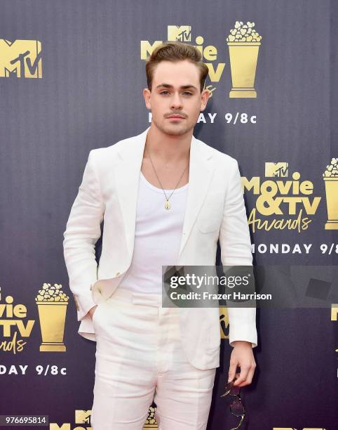 Actor Dacre Montgomery attends the 2018 MTV Movie And TV Awards at Barker Hangar on June 16, 2018 in Santa Monica, California.