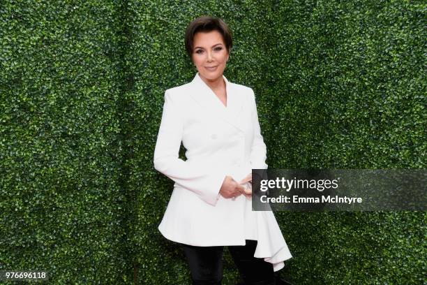 Personality Kris Jenner attends the 2018 MTV Movie And TV Awards at Barker Hangar on June 16, 2018 in Santa Monica, California.