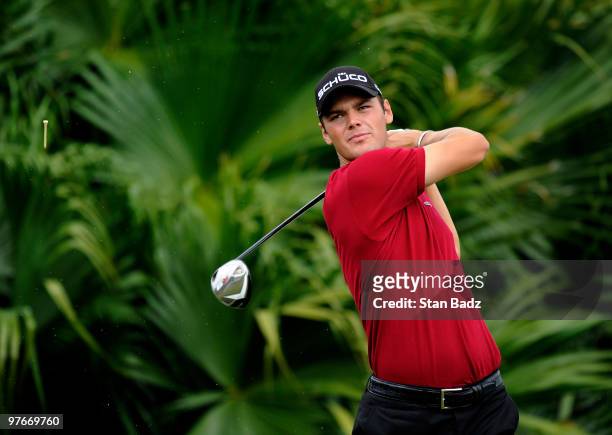 Martin Kaymer of Germany hits from the eighth tee box during the second round of the World Golf Championships-CA Championship at Doral Golf Resort...