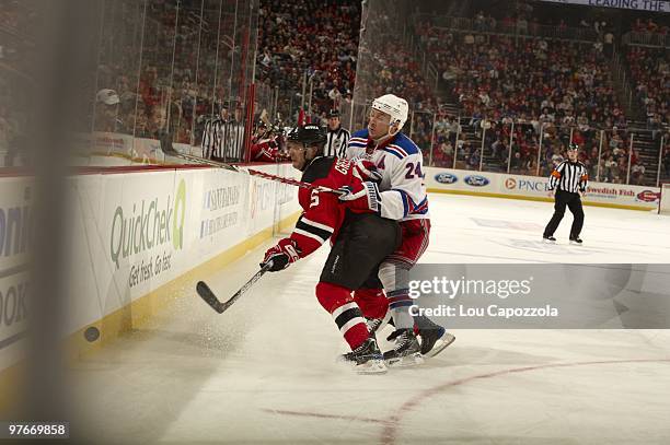 New York Rangers Ryan Callahan in action vs New Jersey Devils Andy Greene . Newark, NJ 3/10/2010 CREDIT: Lou Capozzola