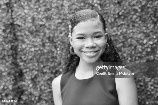 Actor Storm Reid attends the 2018 MTV Movie And TV Awards at Barker Hangar on June 16, 2018 in Santa Monica, California.