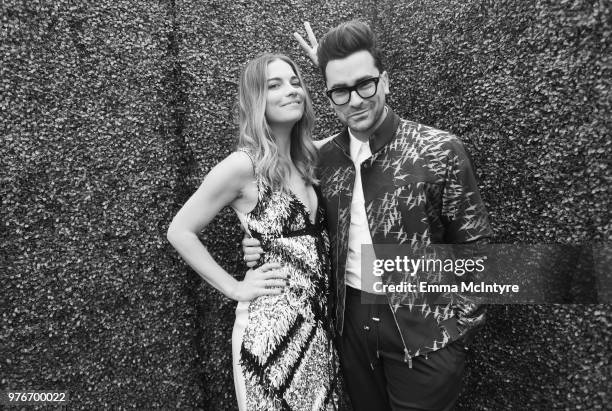 Actors Annie Murphy and Dan Levy attend the 2018 MTV Movie And TV Awards at Barker Hangar on June 16, 2018 in Santa Monica, California.