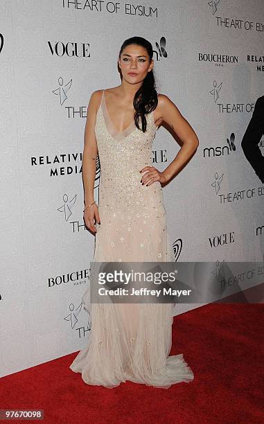Actress Jessica Szohr arrives at The Art of Elysium's 3rd Annual Black Tie Charity Gala "Heaven" on January 16, 2010 in Los Angeles, California.