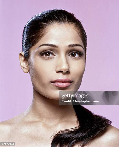 Actress Freida Pinto poses for a portrait session on July 21, 2009 in New York City.