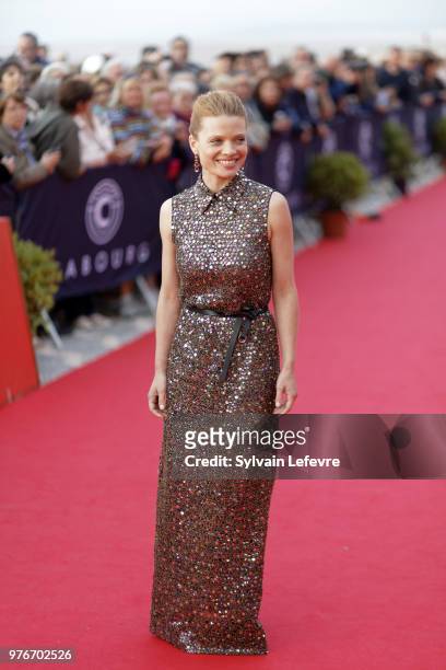 Melanie Laurent attends red carpet for the closing ceremony of Cabourg Film Festival on June 16, 2018 in Cabourg, France.