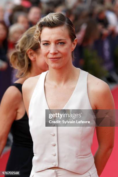 Celine Sallette attends red carpet for the closing ceremony of Cabourg Film Festival on June 16, 2018 in Cabourg, France.