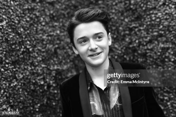 Actor Noah Schnapp attends the 2018 MTV Movie And TV Awards at Barker Hangar on June 16, 2018 in Santa Monica, California.