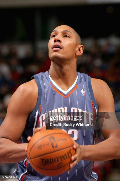Boris Diaw of the Charlotte Bobcats shoots a free throw during the game against the Sacramento Kings on January 30, 2010 at Arco Arena in Sacramento,...