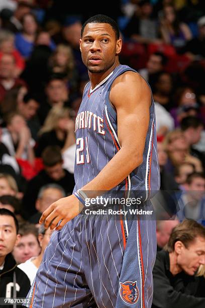 Stephen Graham of the Charlotte Bobcats walks across the court during the game against the Sacramento Kings on January 30, 2010 at Arco Arena in...