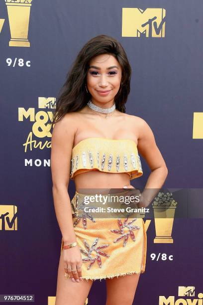 Internet personality Eva Gutowski attends the 2018 MTV Movie And TV Awards at Barker Hangar on June 16, 2018 in Santa Monica, California.