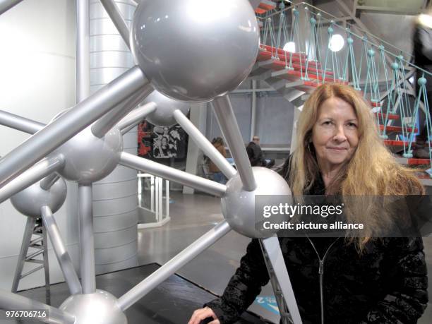 January 2018, Belgium, Brussels: Yvonne Boodts, Atomium-spokesperson, stands inside one of the spheres that make up the 102m tall building. The...