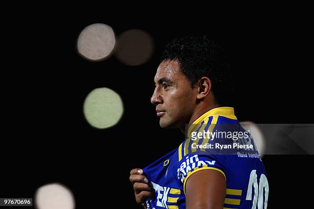 Krisnan Inu of the Eels looks on during the round one NRL match between the Parramatta Eels and the St George Illawarra Dragons at Parramatta Stadium...