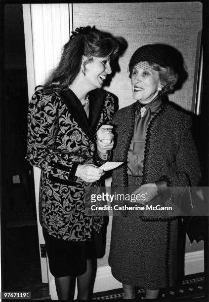2nd: Princess Yasmin Aga Khan and Estee Lauder chat at a party on December 2, 1986 in New York City, New York.