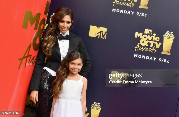 Personalities Sophia Abraham and Farrah Abraham attend the 2018 MTV Movie And TV Awards at Barker Hangar on June 16, 2018 in Santa Monica, California.