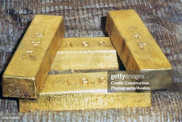 Gold ingots valued at £130, 000 each at the Obuasi Goldfield Ghana, Monday 17 June 1985.