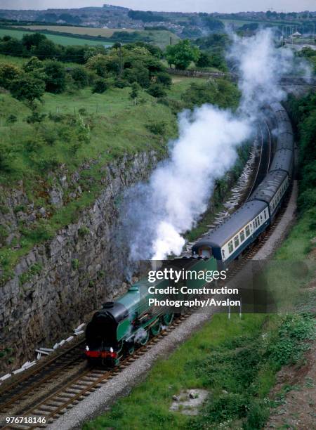 Cumbrian Coast Express. No 850 Lord Nelson at Lindal Tunnel en route for Carnforth from Sellafield. . , United Kingdom.