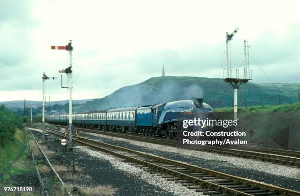 Cumbrian Coast Express. Sir Nigel Gresley brings a train into Ulverston. . , United Kingdom.