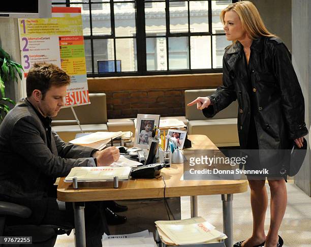 Trevor St. John and Gina Tognoni in a scene that airs the week of March 15, 2010 on Disney General Entertainment Content via Getty Images Daytime's...