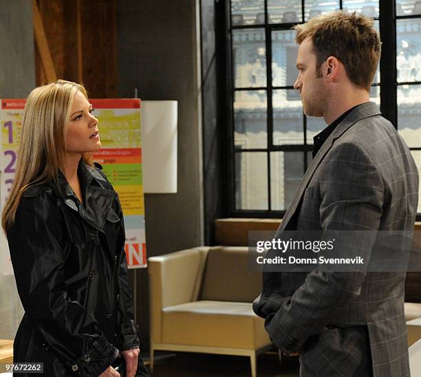 Gina Tognoni and Trevor St. John in a scene that airs the week of March 15, 2010 on Disney General Entertainment Content via Getty Images Daytime's...