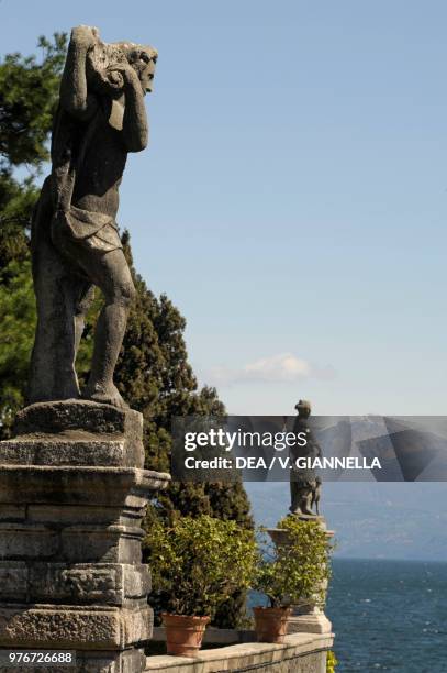 Statues adorning the garden of Isola Bella, Lake Maggiore, Piedmont, Italy.