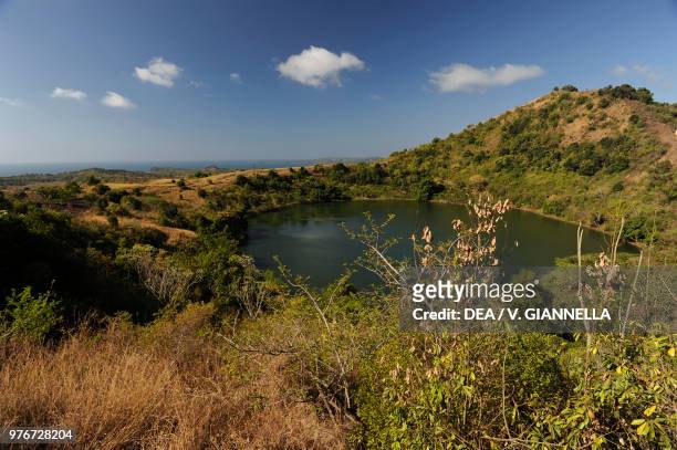 Pond formed in a volcanic crater, Nosy Be island, Madagascar.