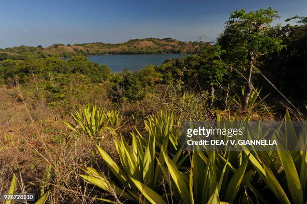 Pond formed in a volcanic crater, Nosy Be island, Madagascar.