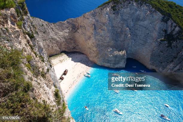 navagio beach in greece. - navagio stock pictures, royalty-free photos & images