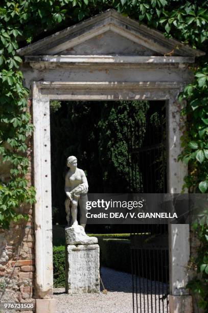 The entrance to the garden of Palazzo Giusti, Verona, Veneto, Italy.