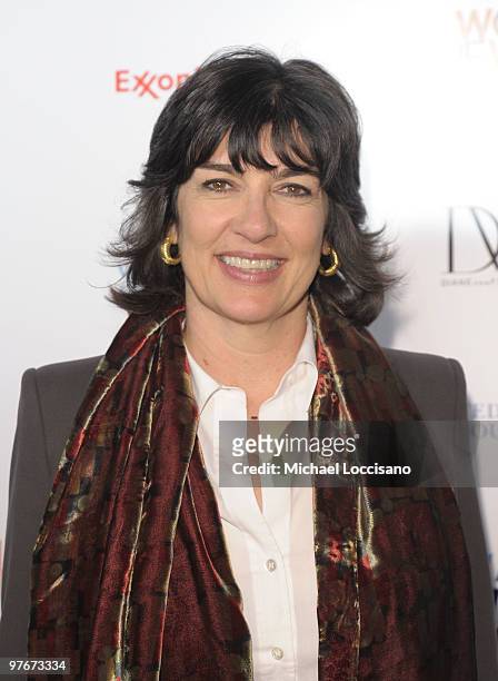 Correspondent Christiane Amanpour attends the "Women In The World: Stories and Solutions" global summit at Hudson Theatre on March 12, 2010 in New...