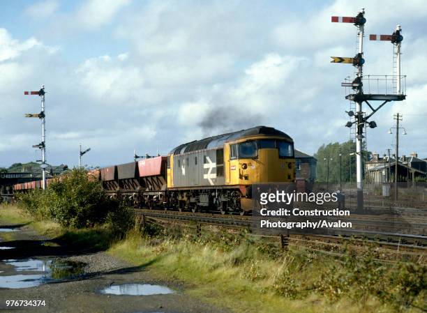 Stirling. No 26.038 heads south out of Stirling with a freight train. , United Kingdom.