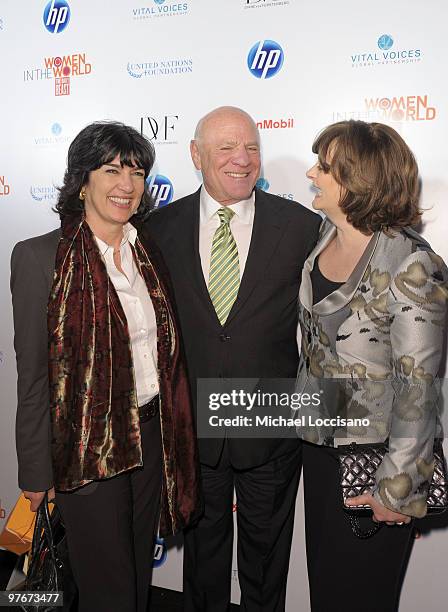 Correspondent Christiane Amanpour, Barry Diller and Cherie Blair attends the "Women In The World: Stories and Solutions" global summit at Hudson...