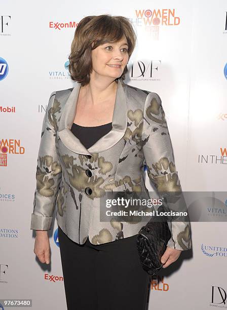 Cherie Blair attends the "Women In The World: Stories and Solutions" global summit at Hudson Theatre on March 12, 2010 in New York City.