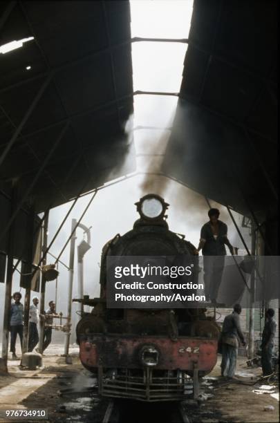Sudan Railways Pacific No 242 bearing a Kitson 1930 worksplate in the steam test shed at Atbara Works following a major overhaul. Wednesday 29th...