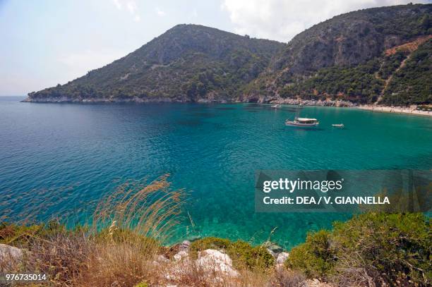 View on Limnonari Bay, Skopelos Island, Northern Sporades, Greece.