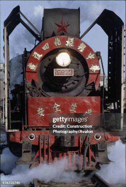 Tangshan Colliery in China's Hebei Province operated this magnificent trimmed SY Class industrial Mikado 2-8-2 such flamboyance expended on a...