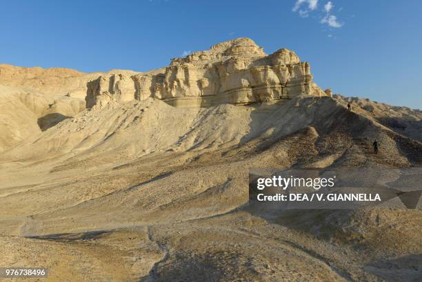 Rocky cliff in the Judean Desert, Israel.