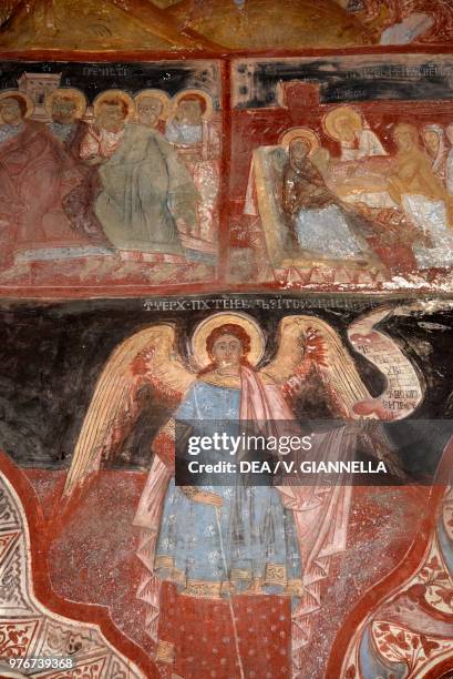 Saint Michael Arcangel, frescoes in the church of the Assumption of the Virgin Mary, Causeni, Moldavia, 18th century.
